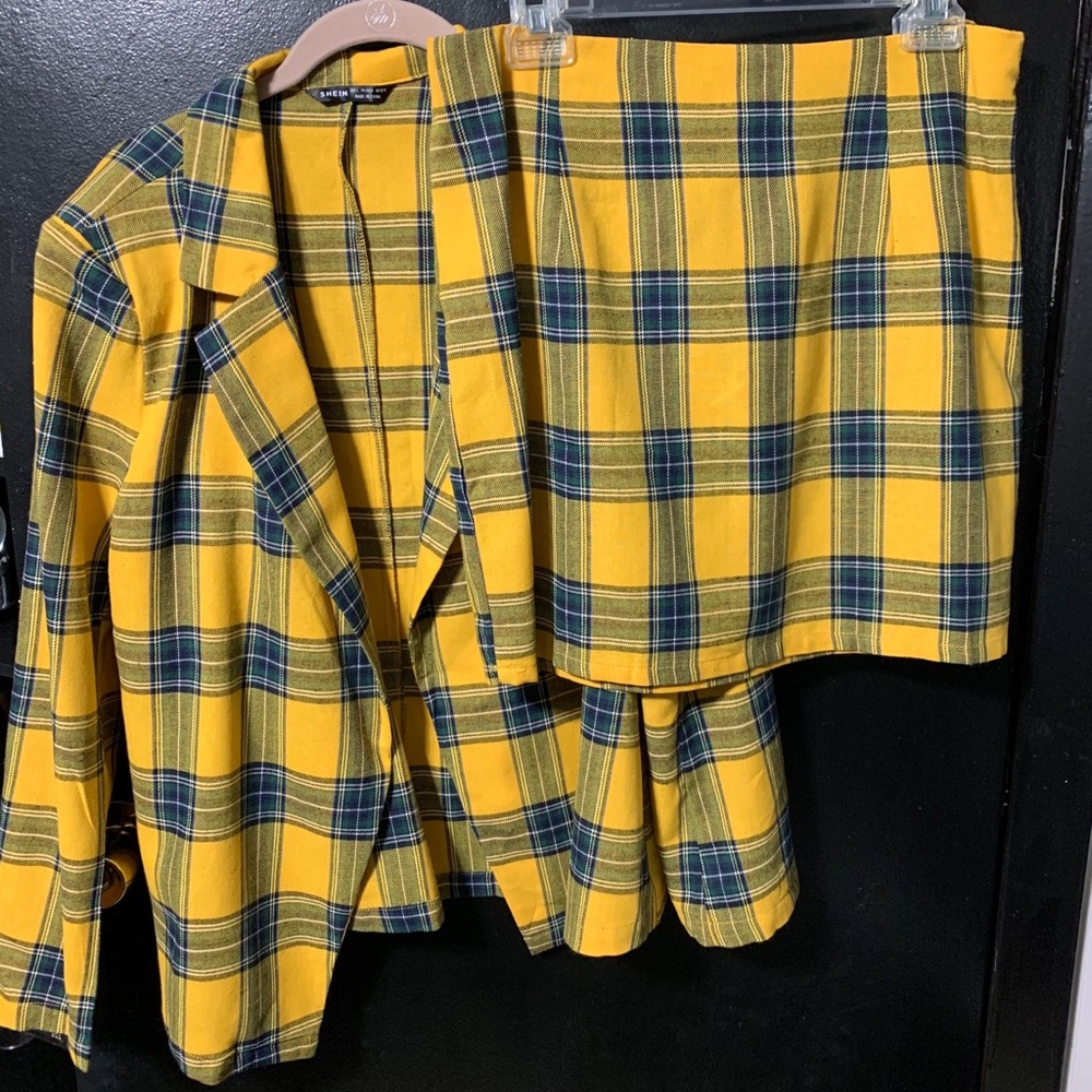 Plaid Blazer & Skirt Set